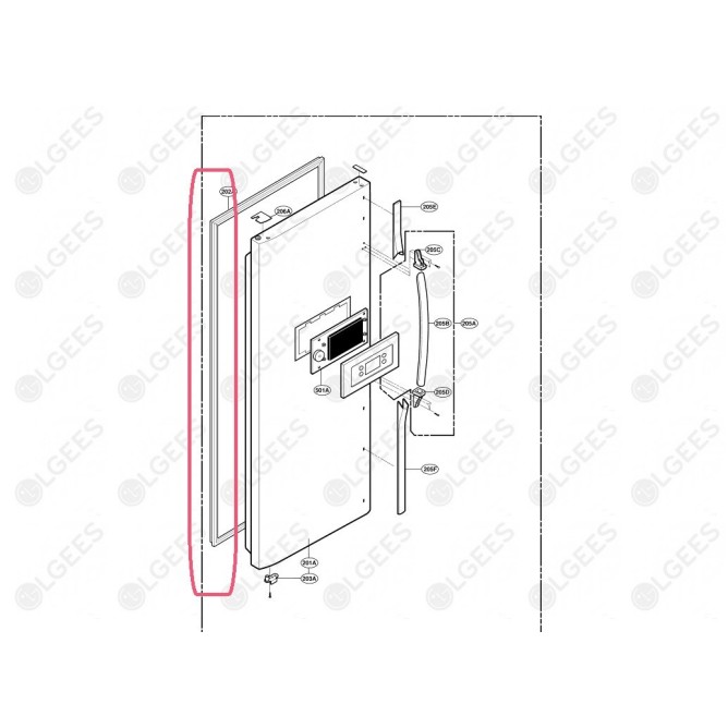 Burlete ADX62799501 para puerta de congelador