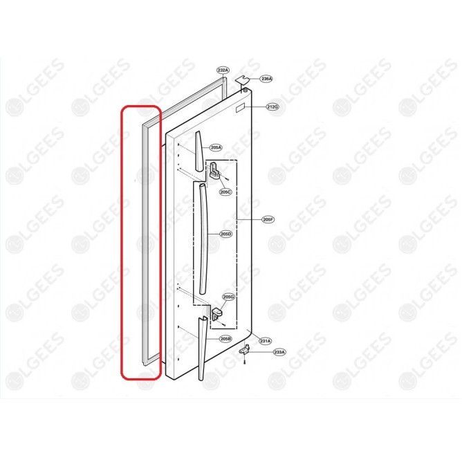 Burlete ADX62799502 para puerta de refrigerador