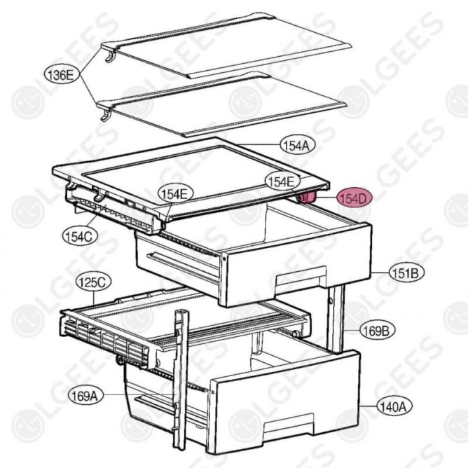 Guía derecha de balda ACQ86448301